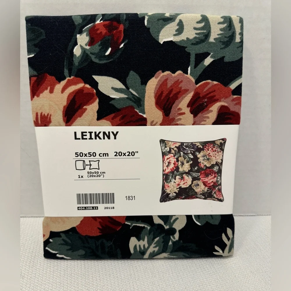 New IKEA Leikny Pillow Cover Floral Design - 20 X 20